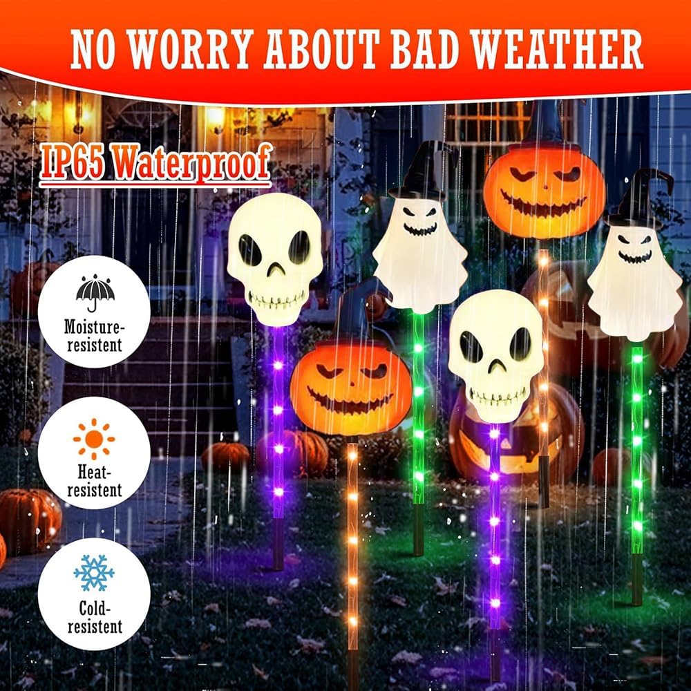 🔥Hot Sale 49% OFF🔥6 Pack Solar LED Pumpkin Ghost Lights Outdoor