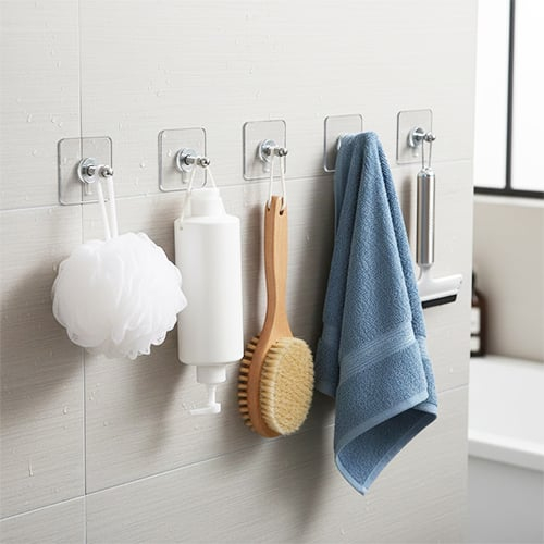 Drill Free Adhesive Hooks,Picture Hangers Without Nails,Adhesive Wall Mount Screw Hooks for Hanging,Nail Free Wall Hangers for Kitchen,Bathroom (Transparent/ 12PCS, 2.36 * 3.93 inch)