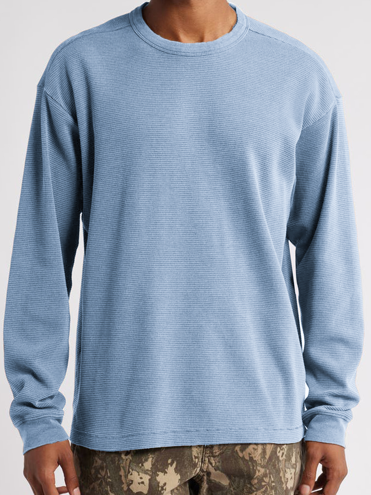 Men's Waffle Vintage Cotton Basic Long Sleeve Casual Everyday T-Shirt