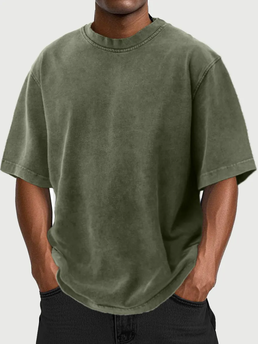 Men's Vintage Washed And Distressed 100% Cotton T-shirt