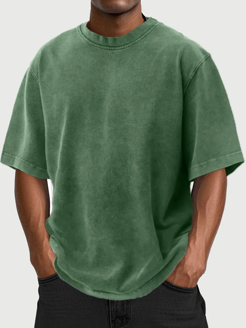 Men's Vintage Washed And Distressed 100% Cotton T-shirt