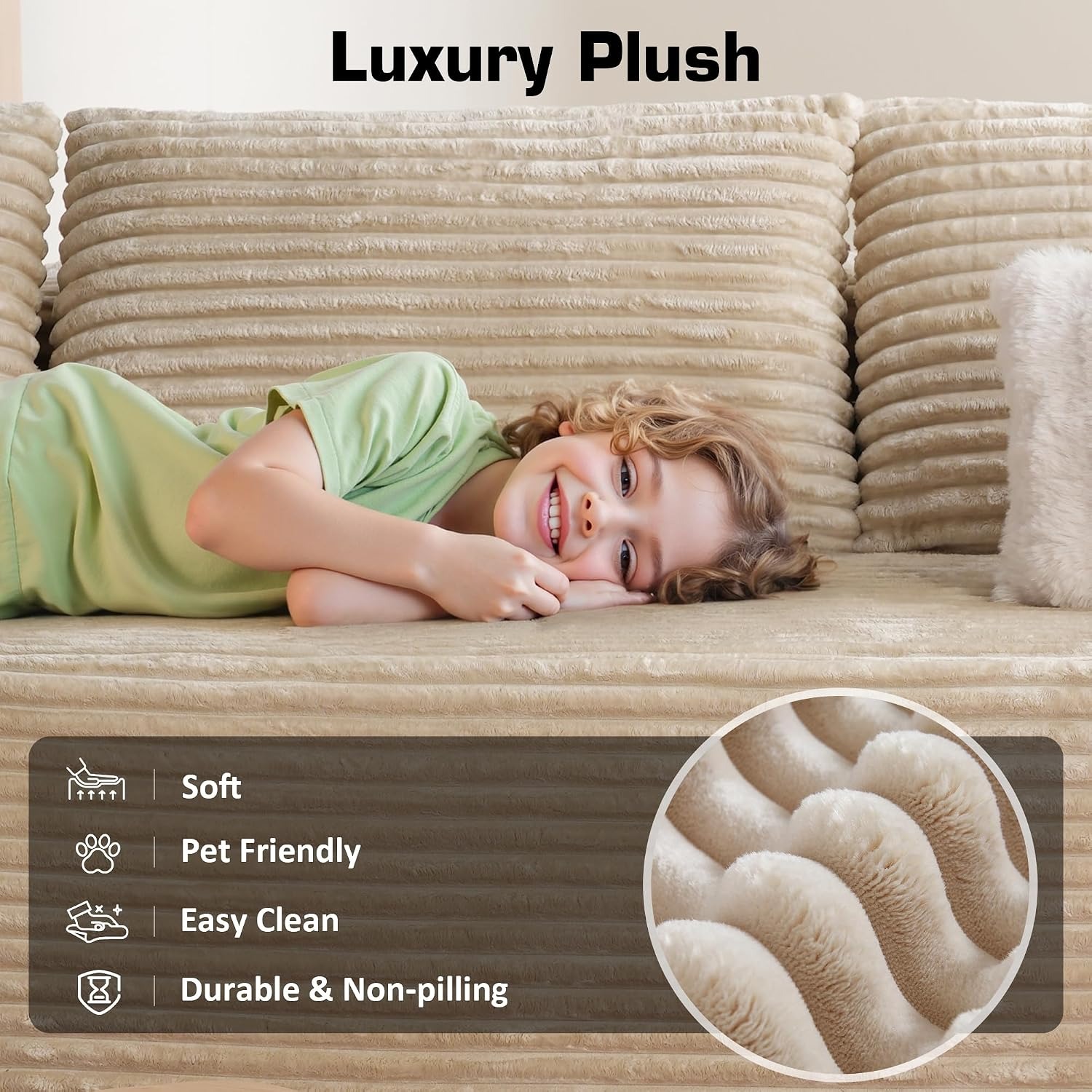 🚀Last Day Special Sale 70% OFF🔥106" L-Shape Modular Couch with Chaise, Plush Corduroy Fabric