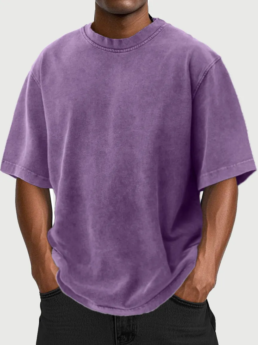 Men's Vintage Washed And Distressed 100% Cotton T-shirt