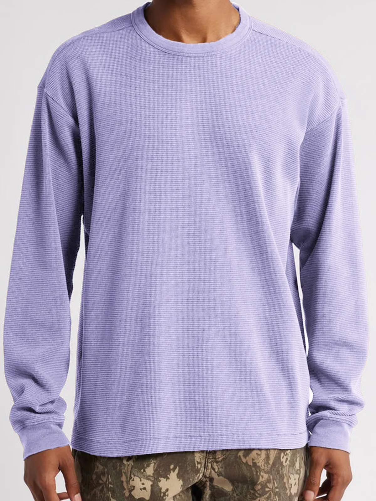 Men's Waffle Vintage Cotton Basic Long Sleeve Casual Everyday T-Shirt