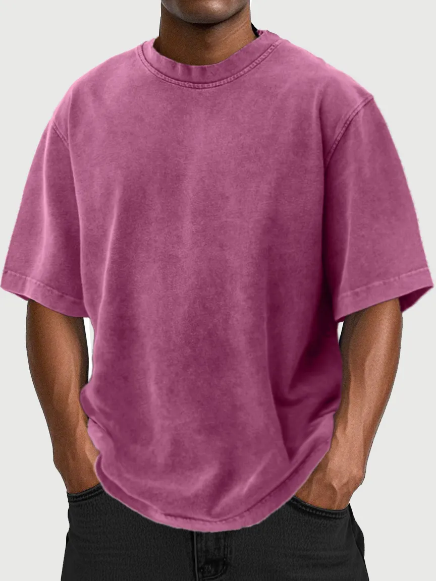 Men's Vintage Washed And Distressed 100% Cotton T-shirt