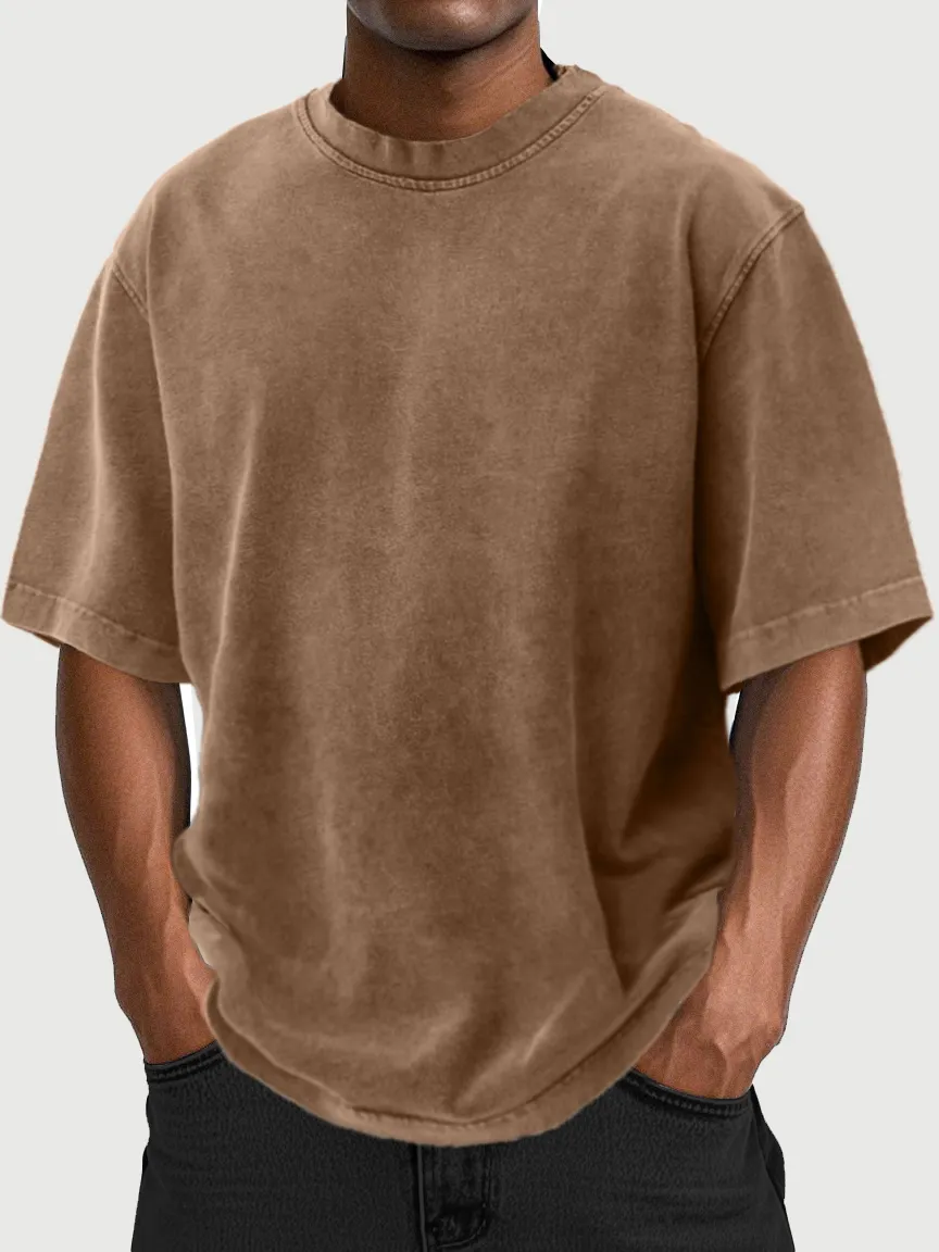 Men's Vintage Washed And Distressed 100% Cotton T-shirt