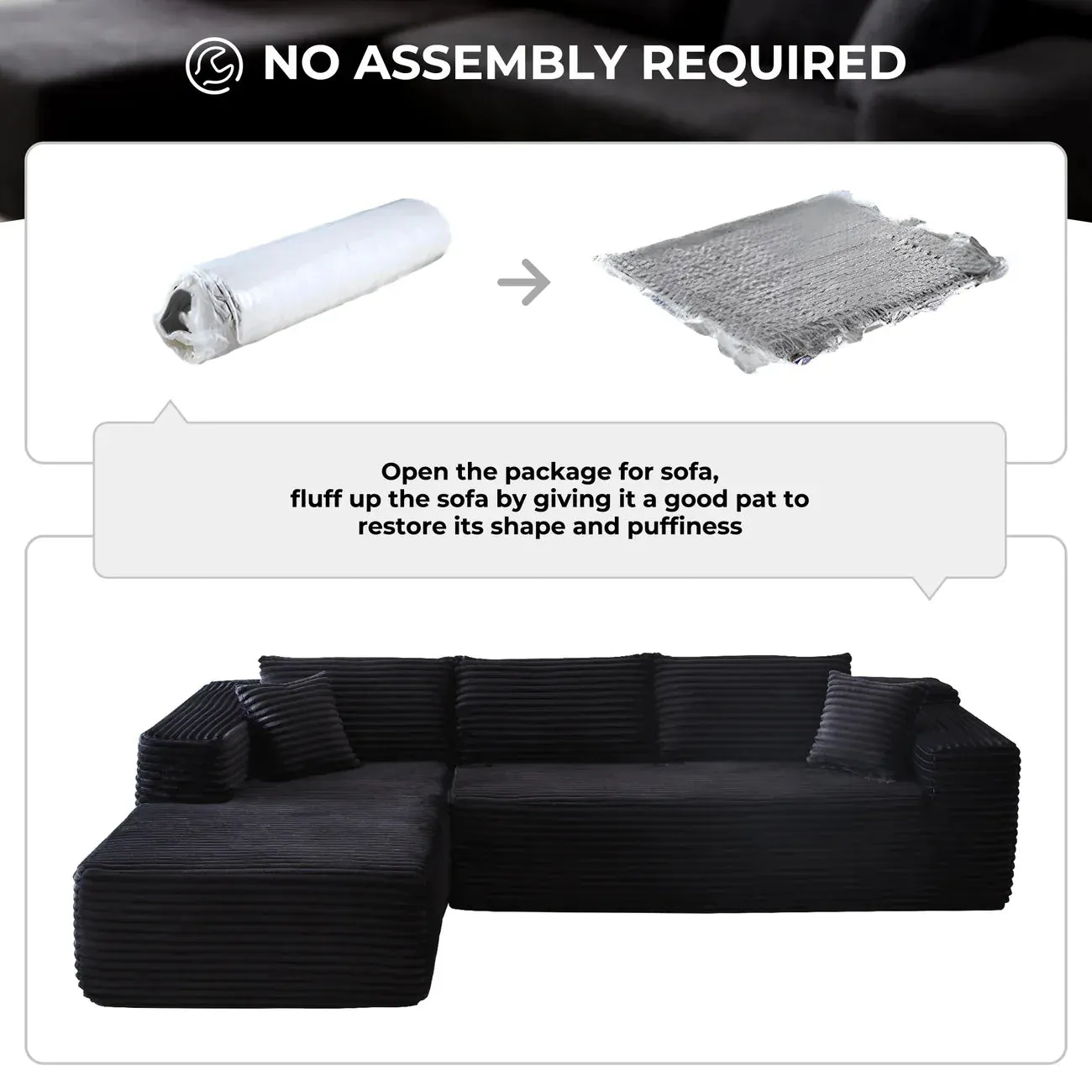 🚀Last Day Special Sale 70% OFF🔥106" L-Shape Modular Couch with Chaise, Plush Corduroy Fabric