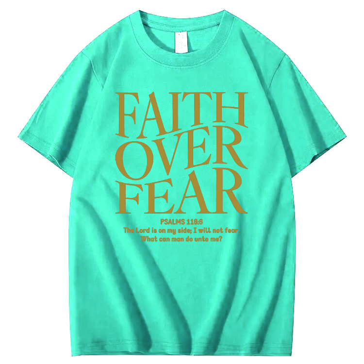 Faith Over Fear Pattern Printing Print Crew Neck T-Shirt