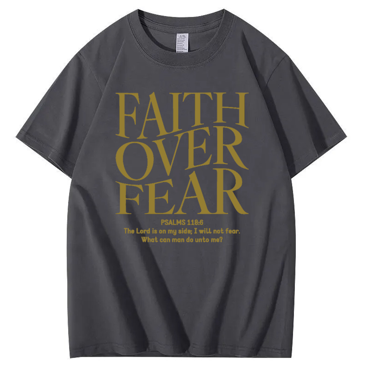 Faith Over Fear Pattern Printing Print Crew Neck T-Shirt