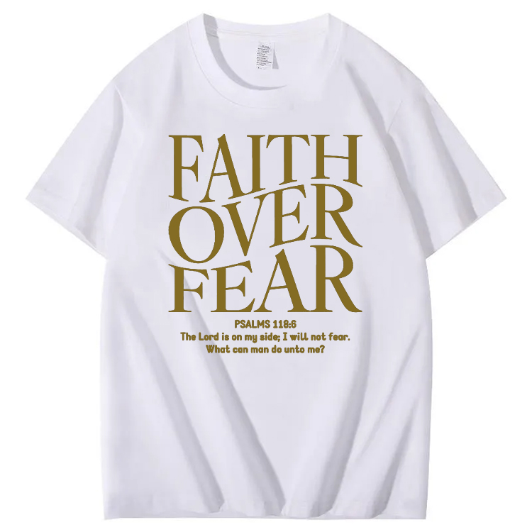 Faith Over Fear Pattern Printing Print Crew Neck T-Shirt
