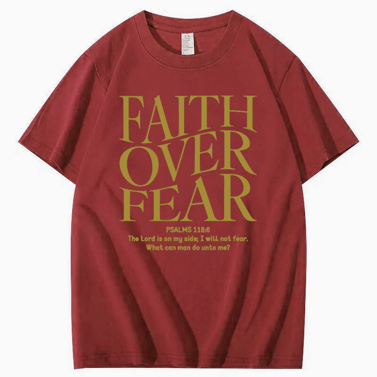 Faith Over Fear Pattern Printing Print Crew Neck T-Shirt