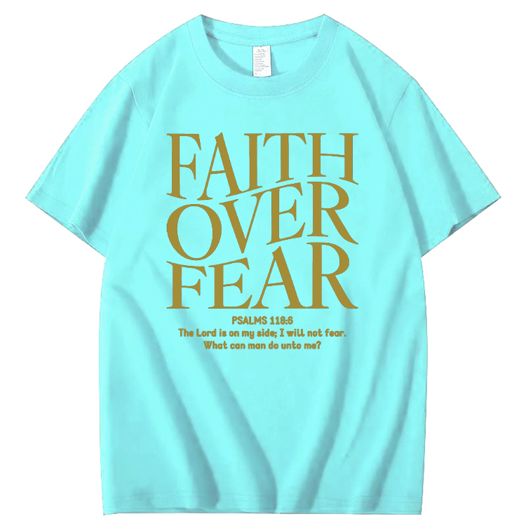 Faith Over Fear Pattern Printing Print Crew Neck T-Shirt
