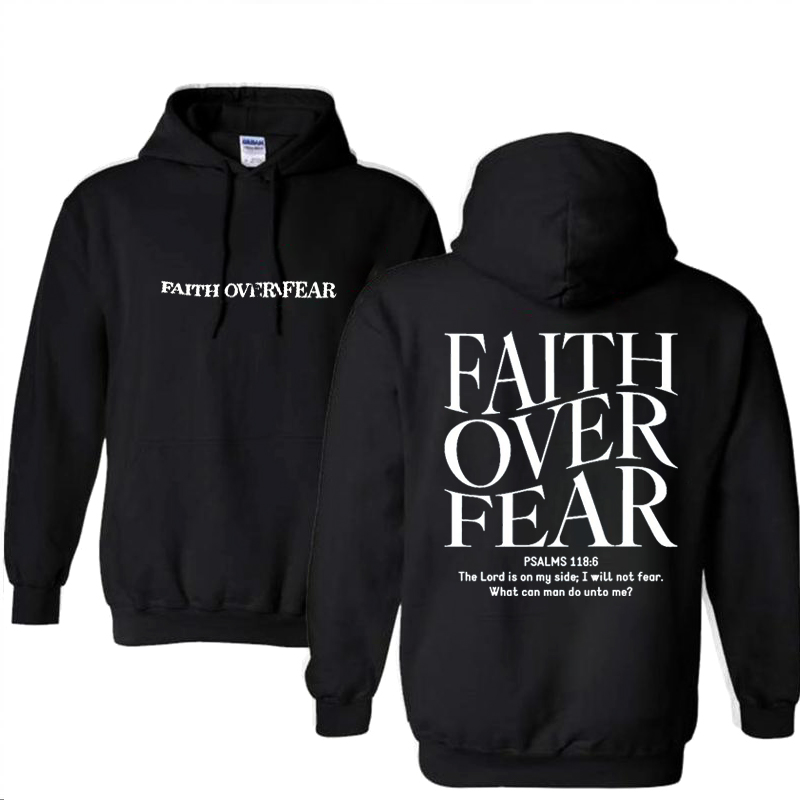 Faith Over Fear Pattern Printed Classics Hooded Sweatshirt