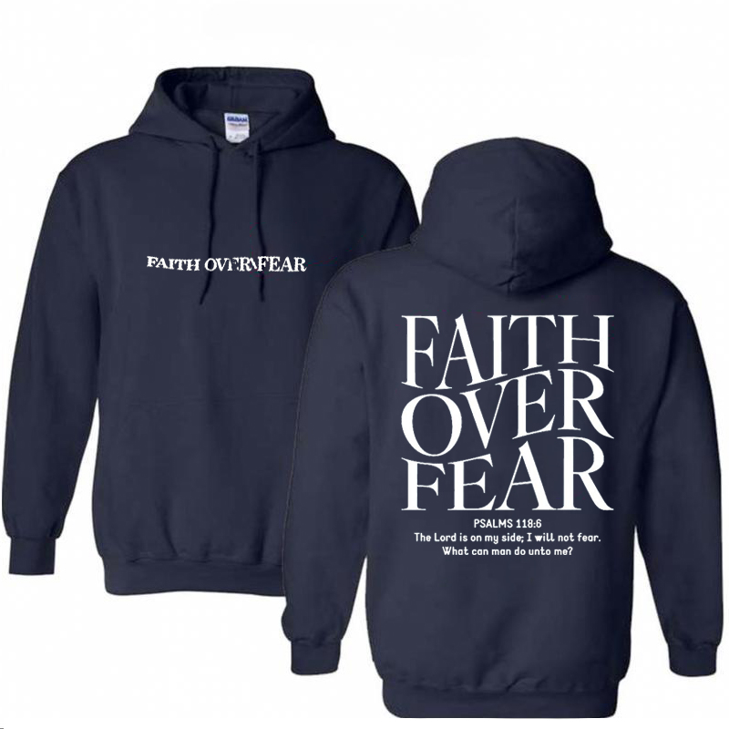 Faith Over Fear Pattern Printed Classics Hooded Sweatshirt