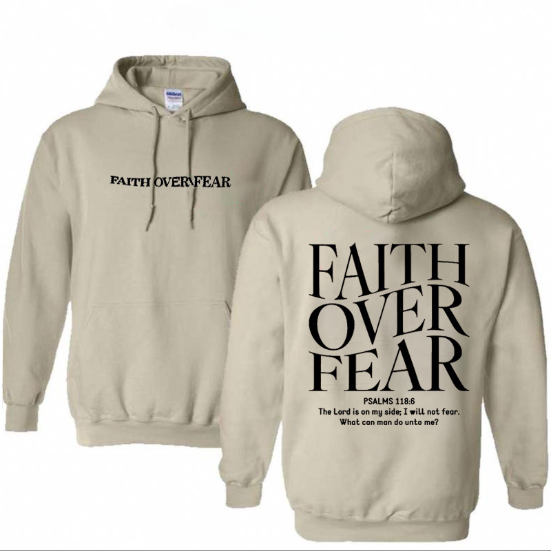 Faith Over Fear Pattern Printed Classics Hooded Sweatshirt