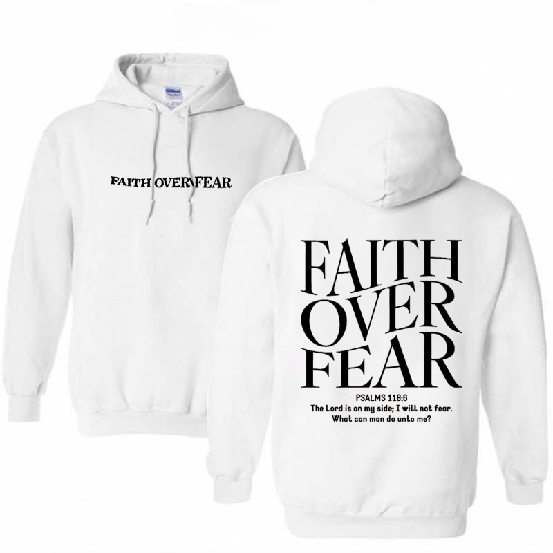 Faith Over Fear Pattern Printed Classics Hooded Sweatshirt