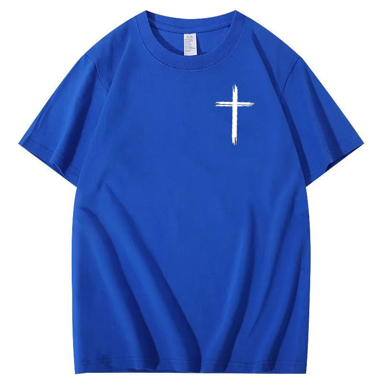 Jesus Died For Me Now I Live For Him Pattern Crew Neck T-Shirt
