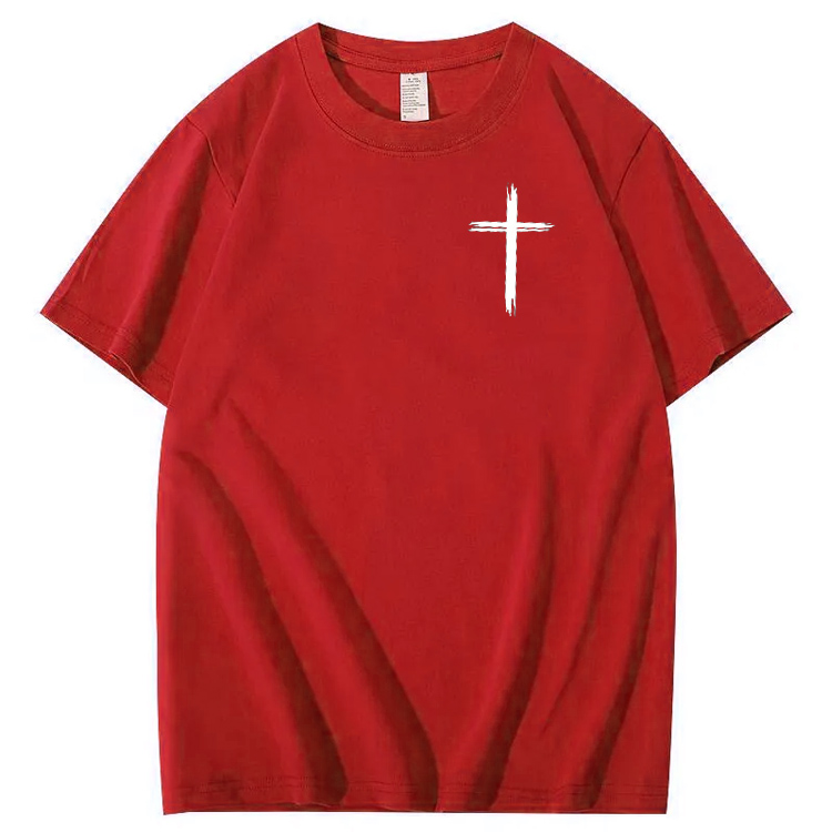 Jesus Died For Me Now I Live For Him Pattern Crew Neck T-Shirt