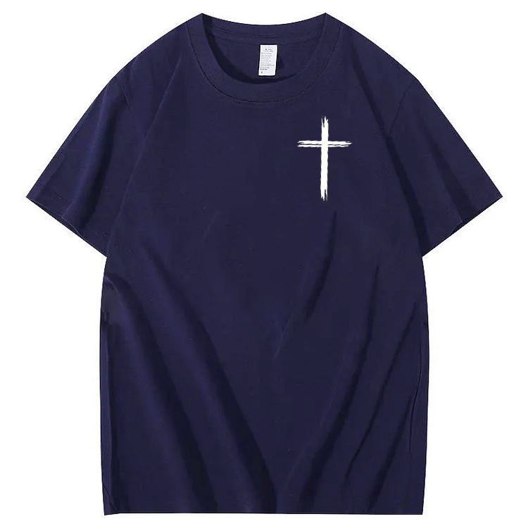 Jesus Died For Me Now I Live For Him Pattern Crew Neck T-Shirt