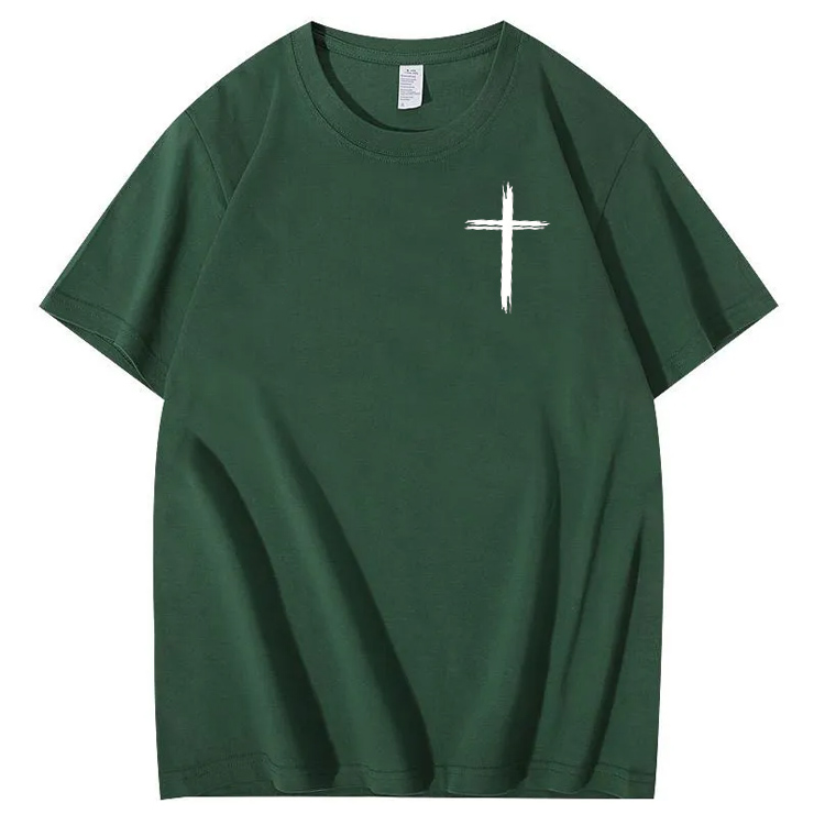 Jesus Died For Me Now I Live For Him Pattern Crew Neck T-Shirt
