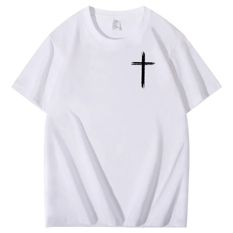 Jesus Died For Me Now I Live For Him Pattern Crew Neck T-Shirt