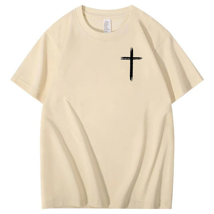 Jesus Died For Me Now I Live For Him Pattern Crew Neck T-Shirt