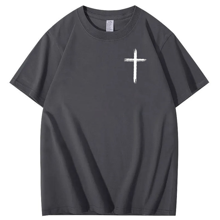 Jesus Died For Me Now I Live For Him Pattern Crew Neck T-Shirt