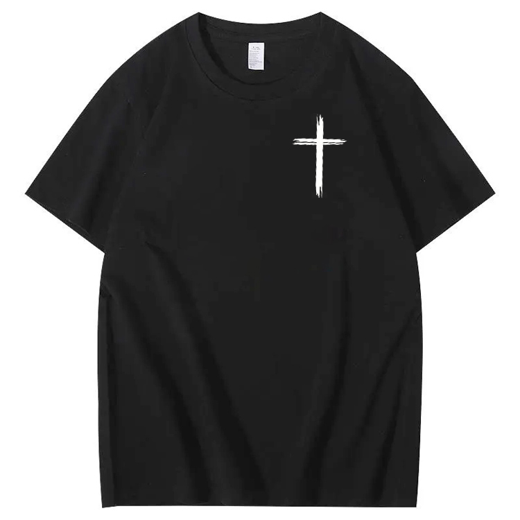 Jesus Died For Me Now I Live For Him Pattern Crew Neck T-Shirt
