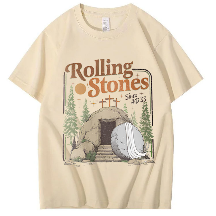 Rolling Stones Since AD 33 Funny Pattern Print Crew Neck T-Shirt
