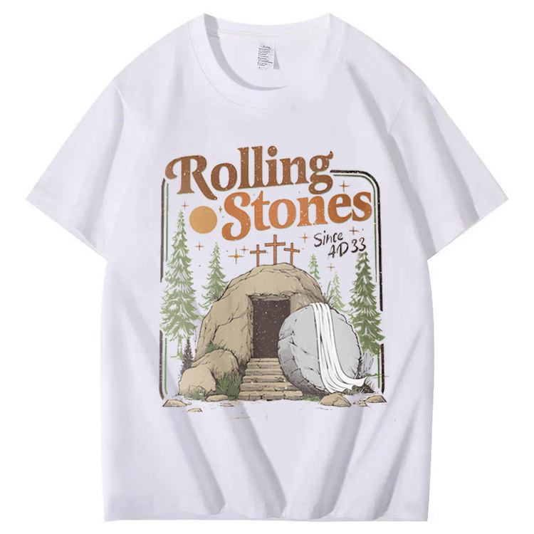 Rolling Stones Since AD 33 Funny Pattern Print Crew Neck T-Shirt