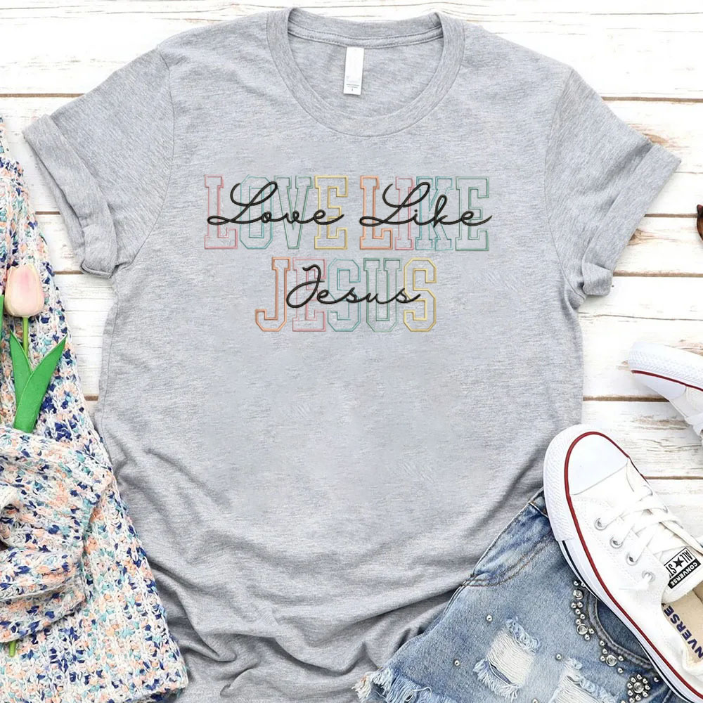 Women's Love Like Jesus Pattern Round-Neck T-Shirt