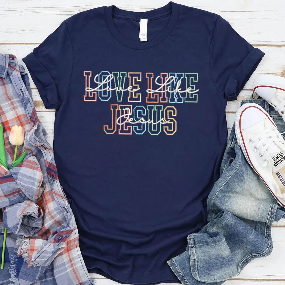 Women's Love Like Jesus Pattern Round-Neck T-Shirt