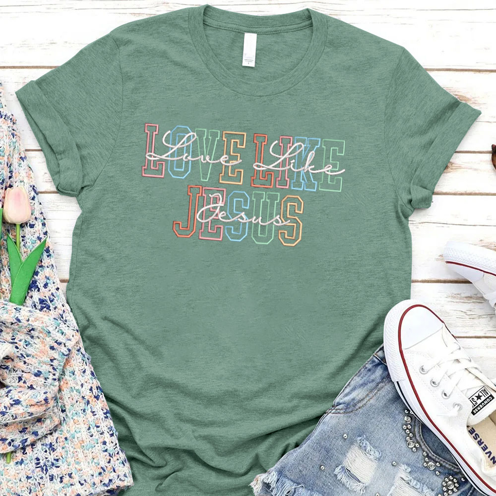 Women's Love Like Jesus Pattern Round-Neck T-Shirt