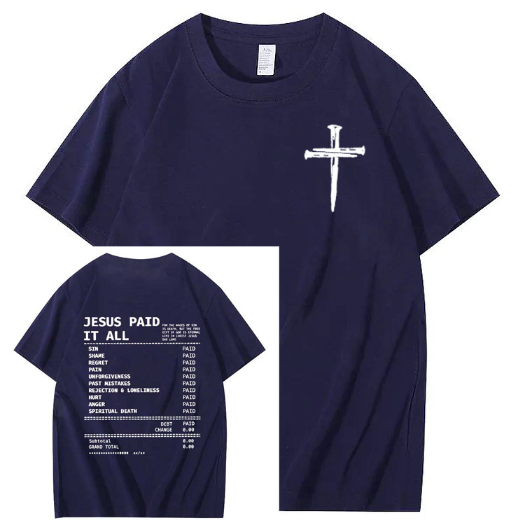 Jesus Paid It All Pattern Print Crew Neck T-Shirt