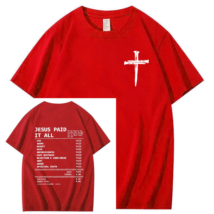 Jesus Paid It All Pattern Print Crew Neck T-Shirt