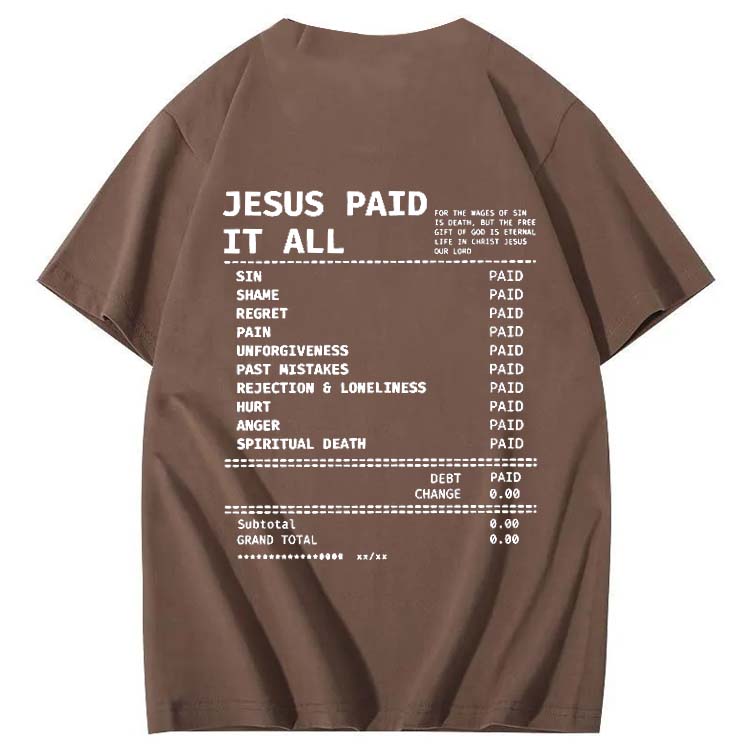 Jesus Paid It All Pattern Print Crew Neck T-Shirt