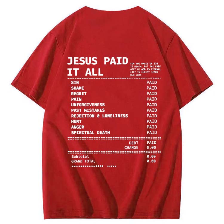 Jesus Paid It All Pattern Print Crew Neck T-Shirt