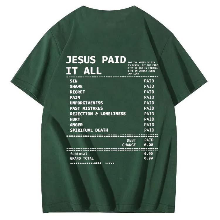 Jesus Paid It All Pattern Print Crew Neck T-Shirt