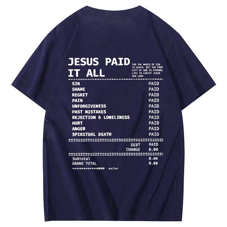 Jesus Paid It All Pattern Print Crew Neck T-Shirt