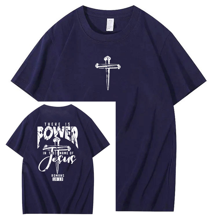 There Is Power In The Name Of Jesus Pattern Print T-Shirt