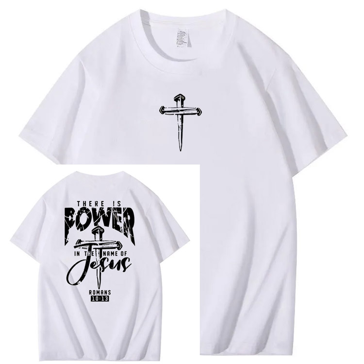 There Is Power In The Name Of Jesus Pattern Print T-Shirt