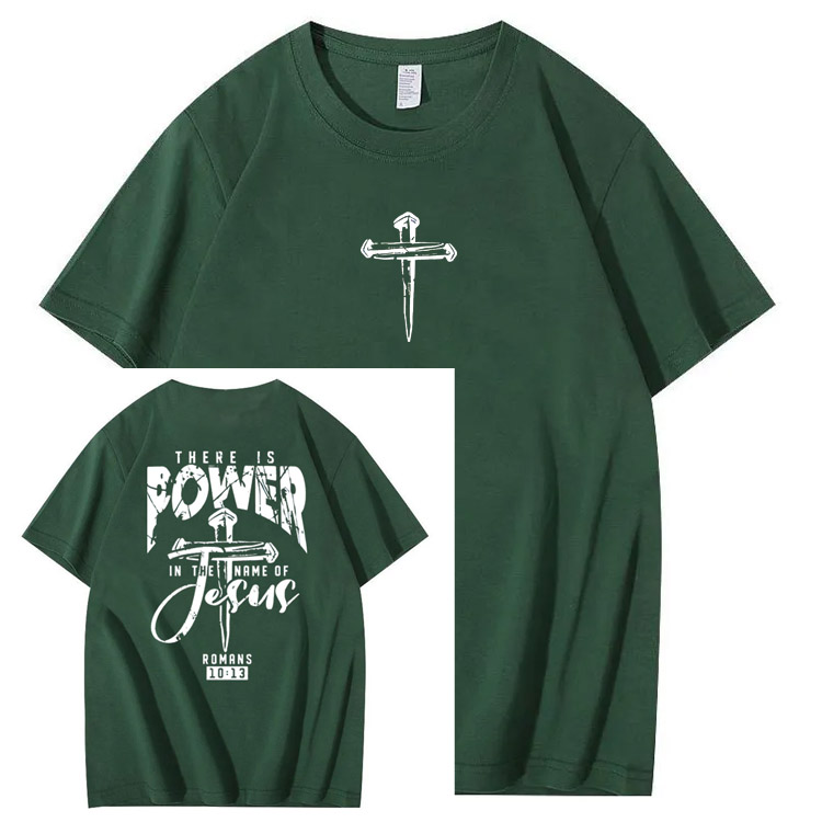 There Is Power In The Name Of Jesus Pattern Print T-Shirt