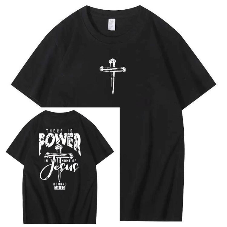 There Is Power In The Name Of Jesus Pattern Print T-Shirt