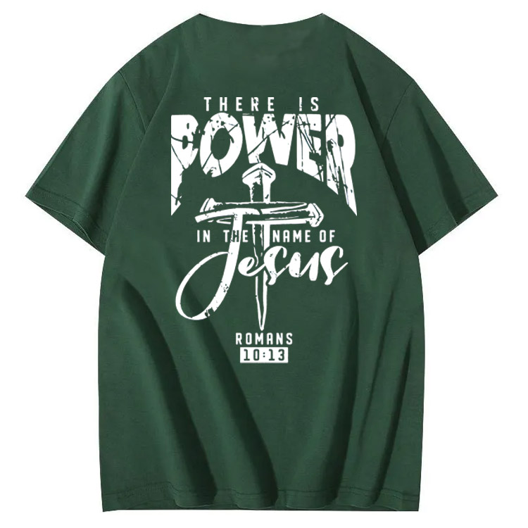 There Is Power In The Name Of Jesus Pattern Print T-Shirt