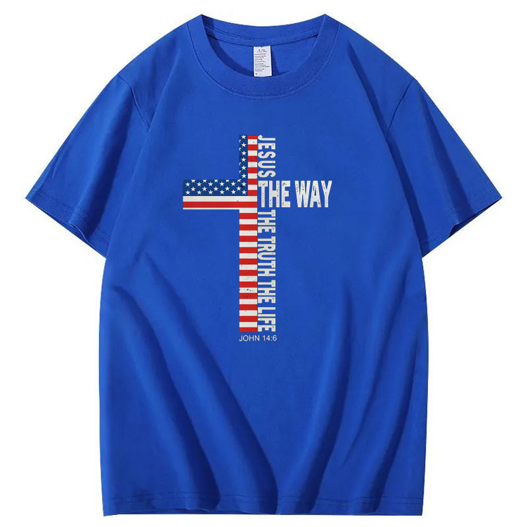 Jesus The Wat The Ture The Life Pattern Print 100%Cotton T-Shirt