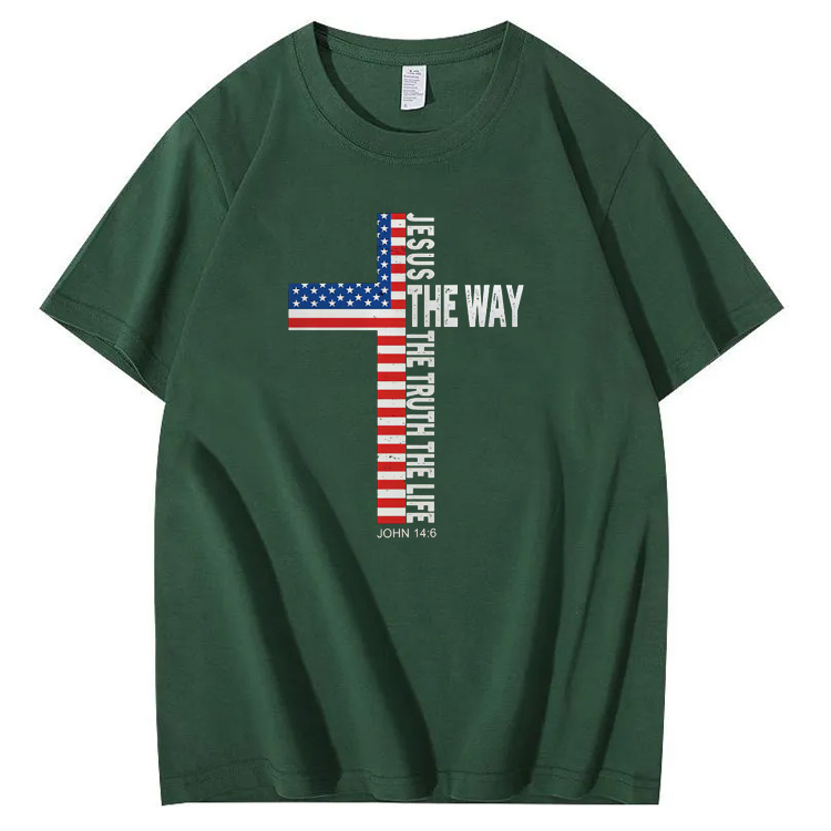 Jesus The Wat The Ture The Life Pattern Print 100%Cotton T-Shirt