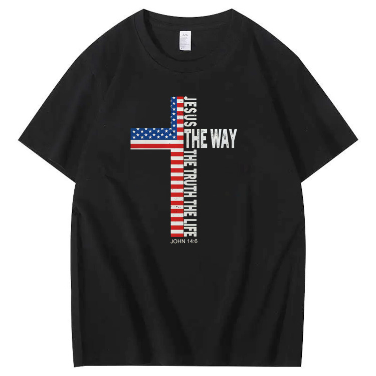Jesus The Wat The Ture The Life Pattern Print 100%Cotton T-Shirt
