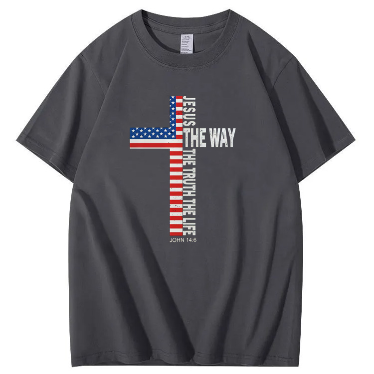 Jesus The Wat The Ture The Life Pattern Print 100%Cotton T-Shirt