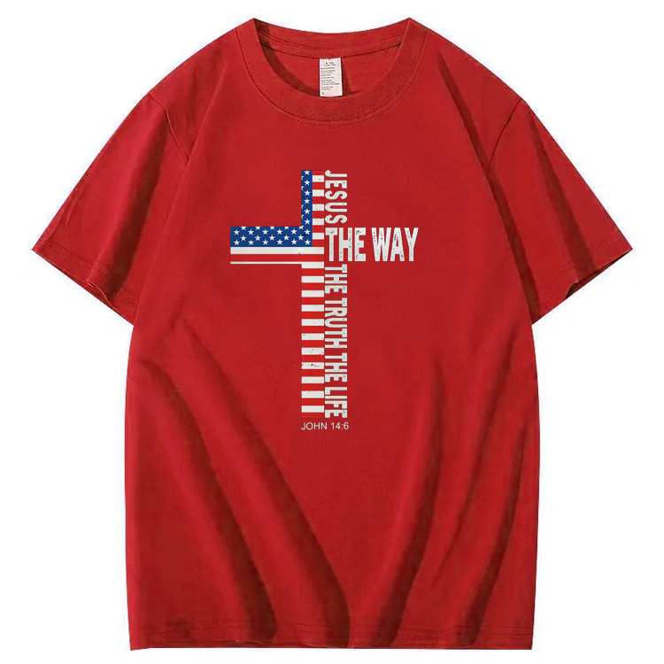 Jesus The Wat The Ture The Life Pattern Print 100%Cotton T-Shirt