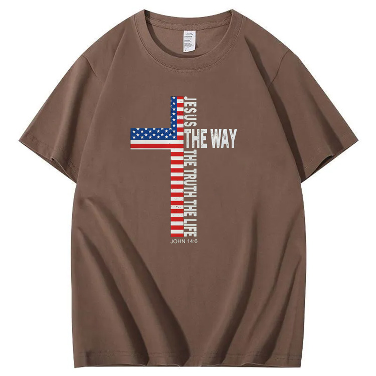 Jesus The Wat The Ture The Life Pattern Print 100%Cotton T-Shirt